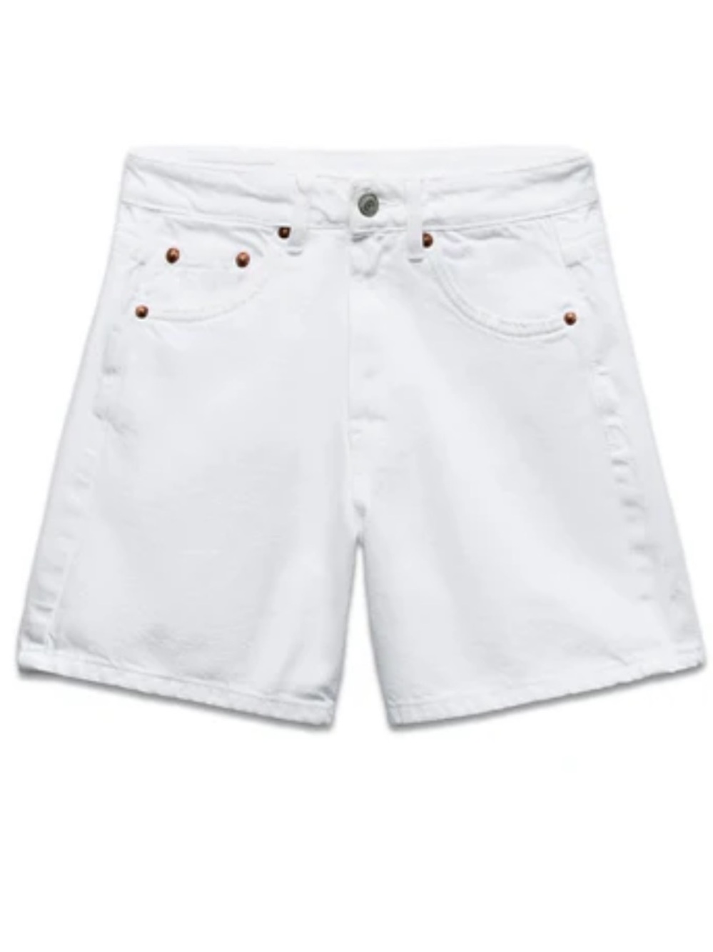MWT Zara Regular Mid Rose Bermuda White Denim Jean Shorts | 6